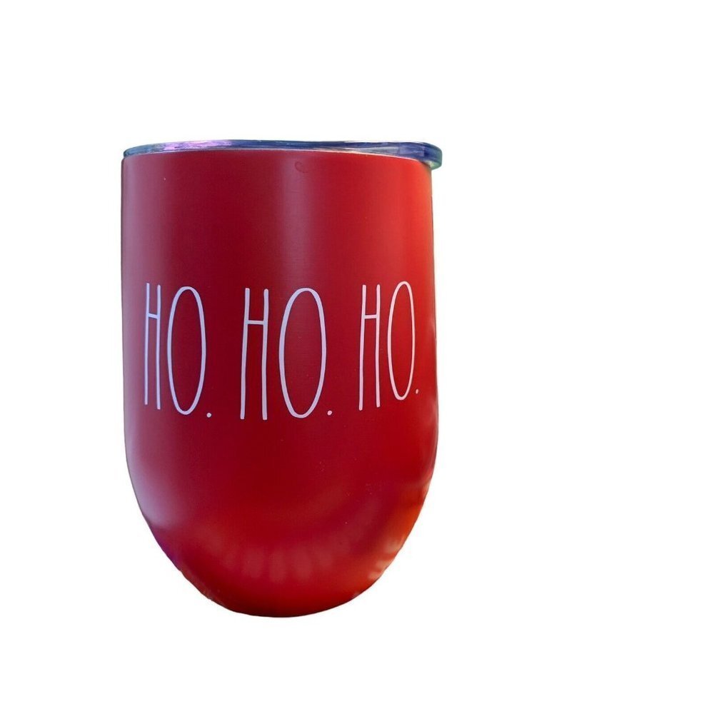 Rae Dunn “HO. HO .HO.” 12 Ounce Christmas Holiday Wine Tumbler with Lid NWT